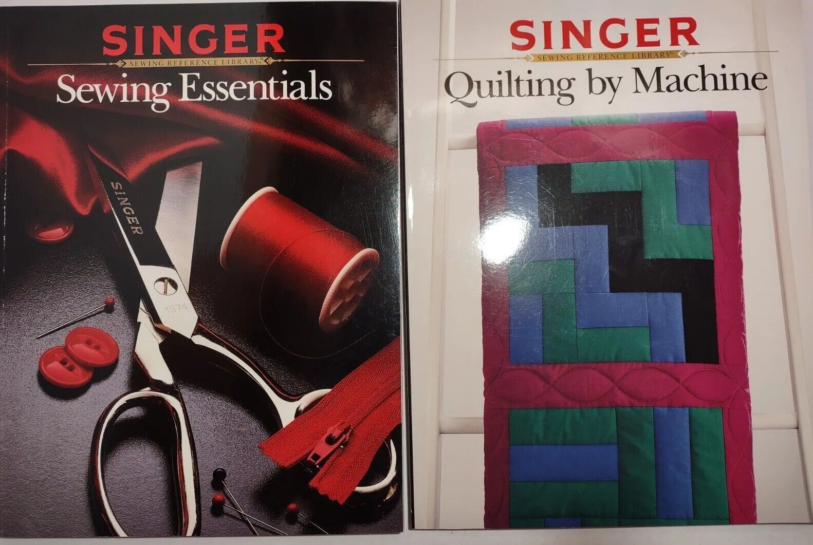 2 Singer Sewing Reference Library Books Sewing Essentials Quilting by Machine 