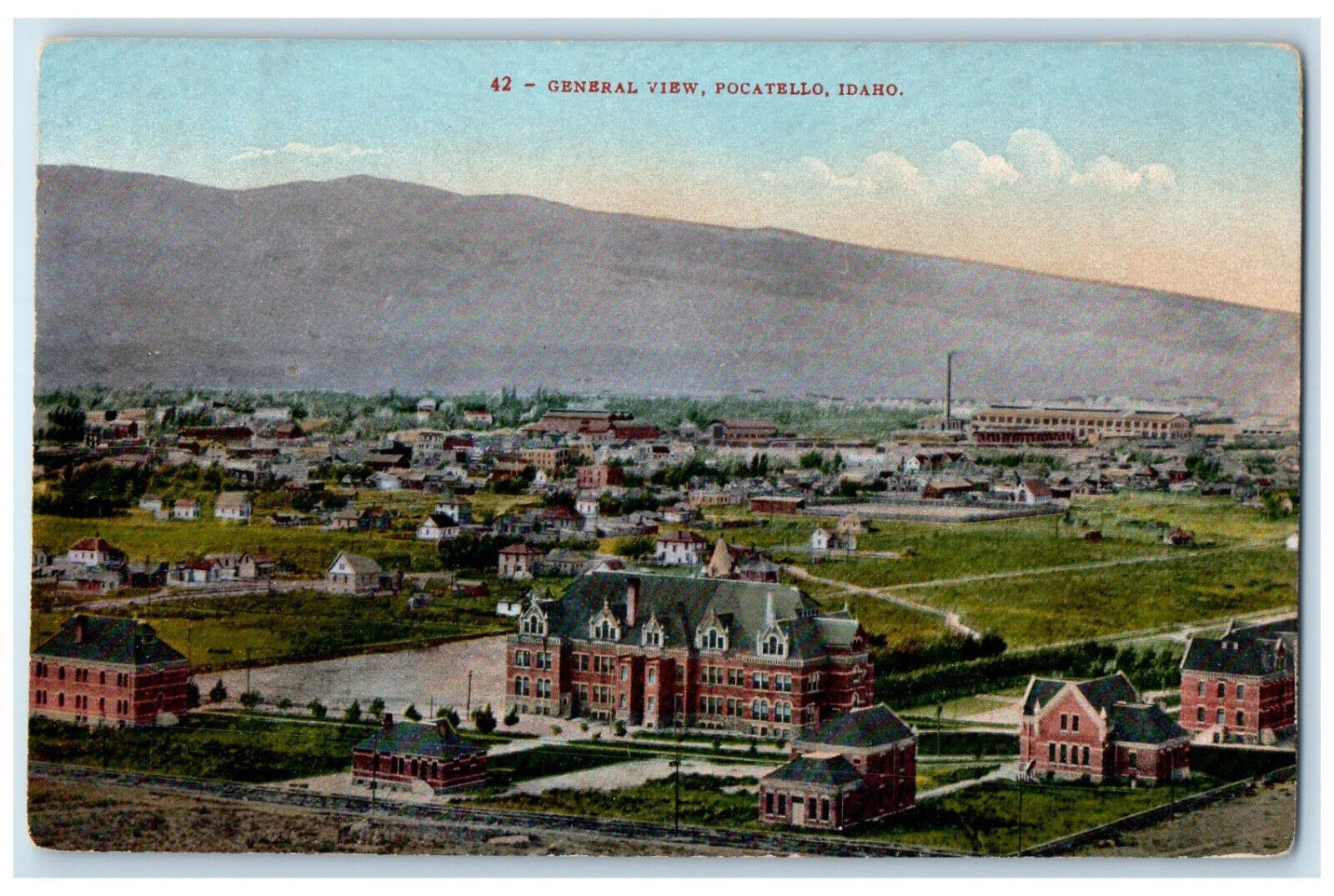 c1910 General View Buildings Scene in Pocatello Idaho ID Unposted Postcard