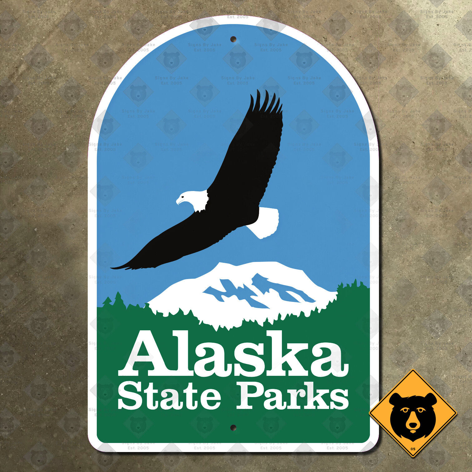 Alaska State Parks highway marker road sign 2010 bald eagle Denali 10x15