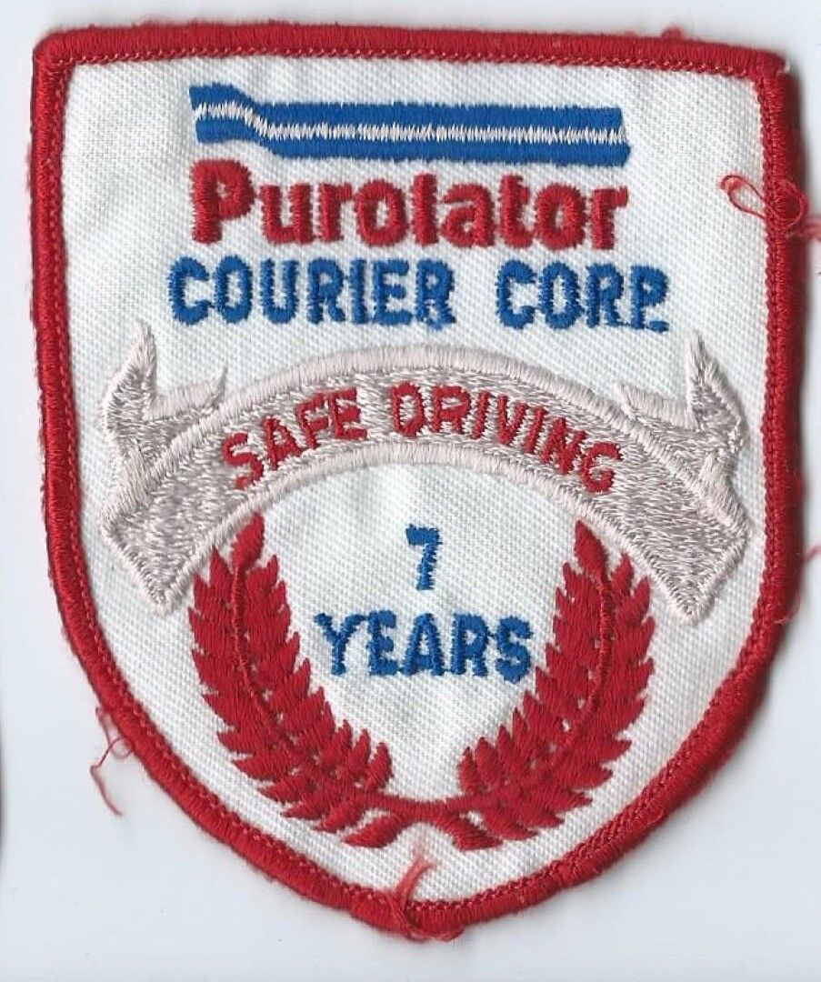 Purolator Courier corp 7 yrs safe drivingdriiver patch 3-5/8 X 3 #125