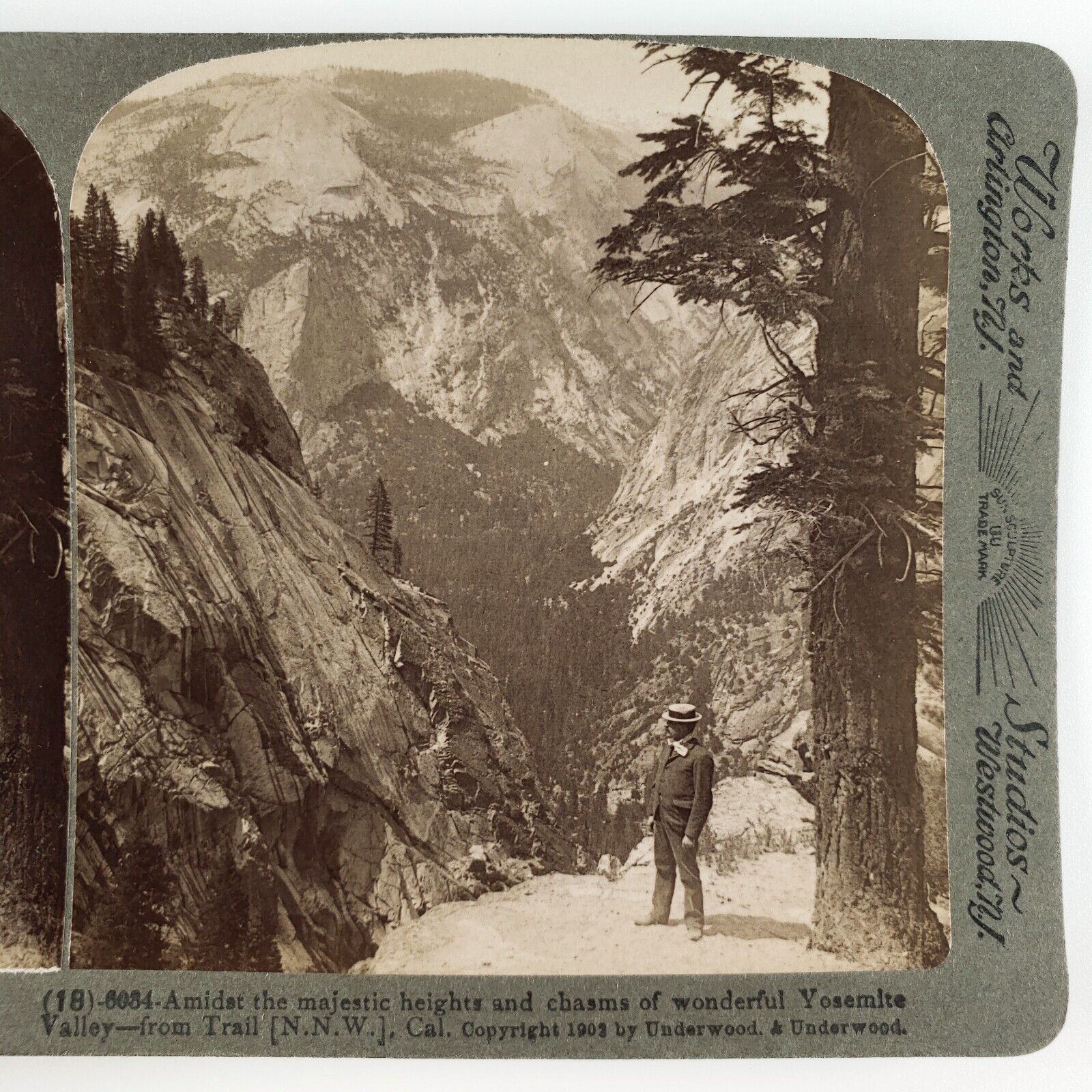 Yosemite Valley California Trail Stereoview c1903 Underwood National Park H1591