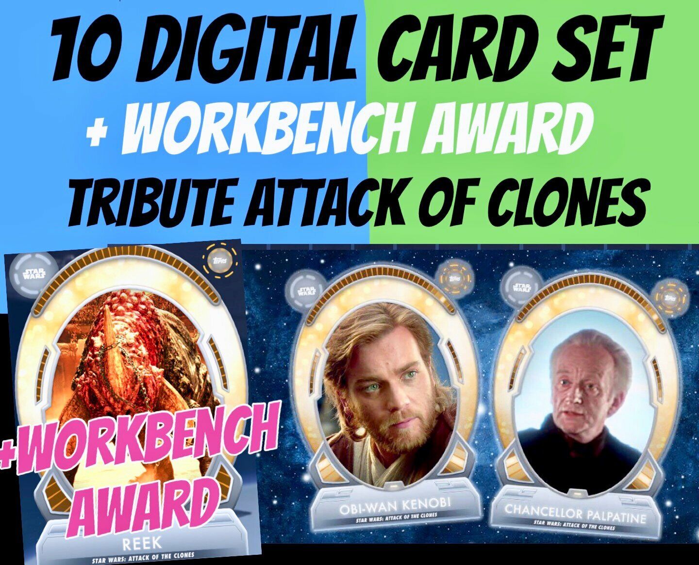 TRIBUTE ATTACK OF THE CLONES 10 CARD SET + REEK AWARD Topps STAR WARS TRADER