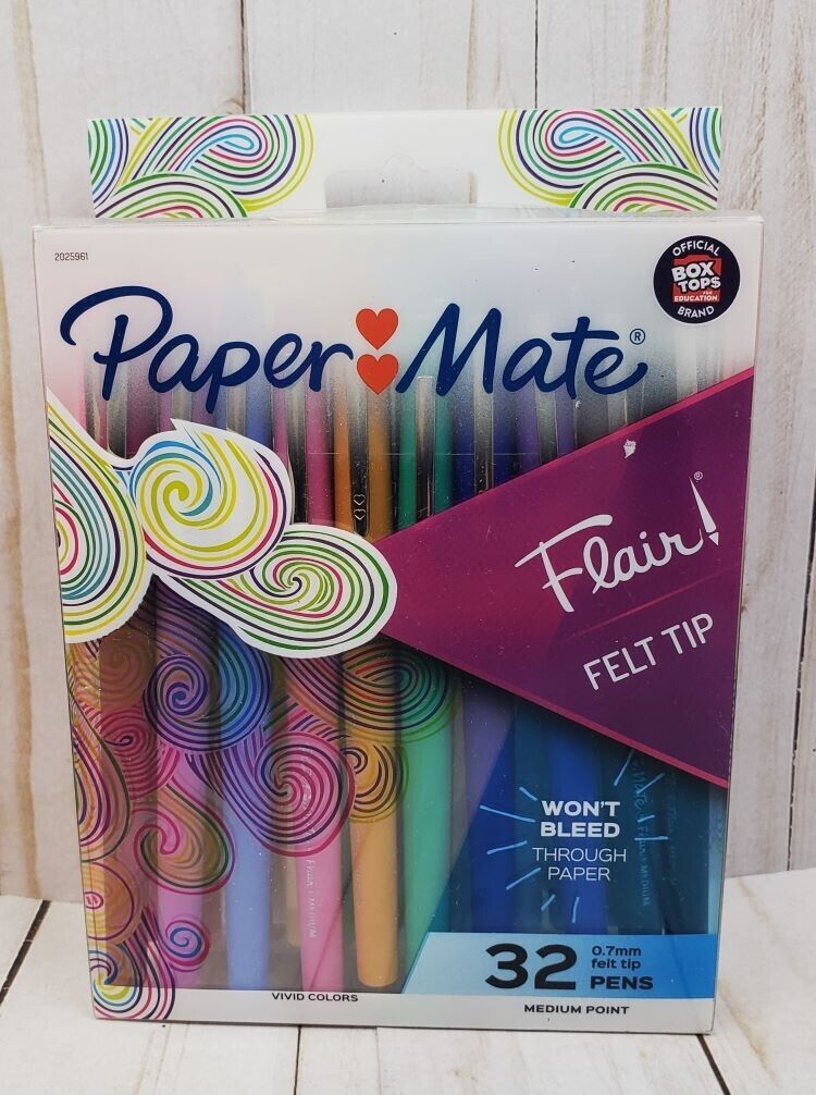 Paper Mate Flair 32 Felt Pens 0.7mm Medium Tip Multicolored No Bleed 