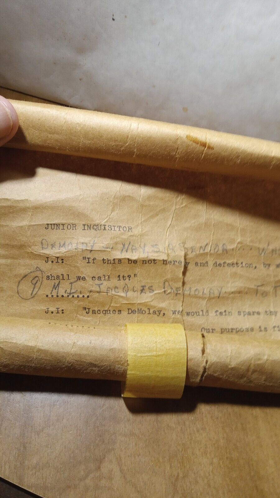 Masonic De Molay Junior Inquisitor Scroll Vintage Rare