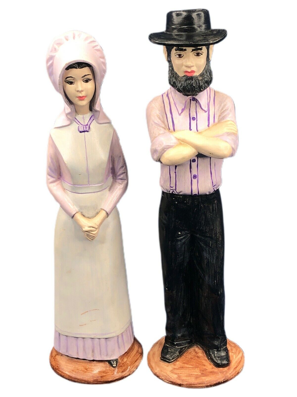 Vtg Byron Molds Amish Couple Porcelain Ceramic Statues Figurines 12.5” Tall 1974