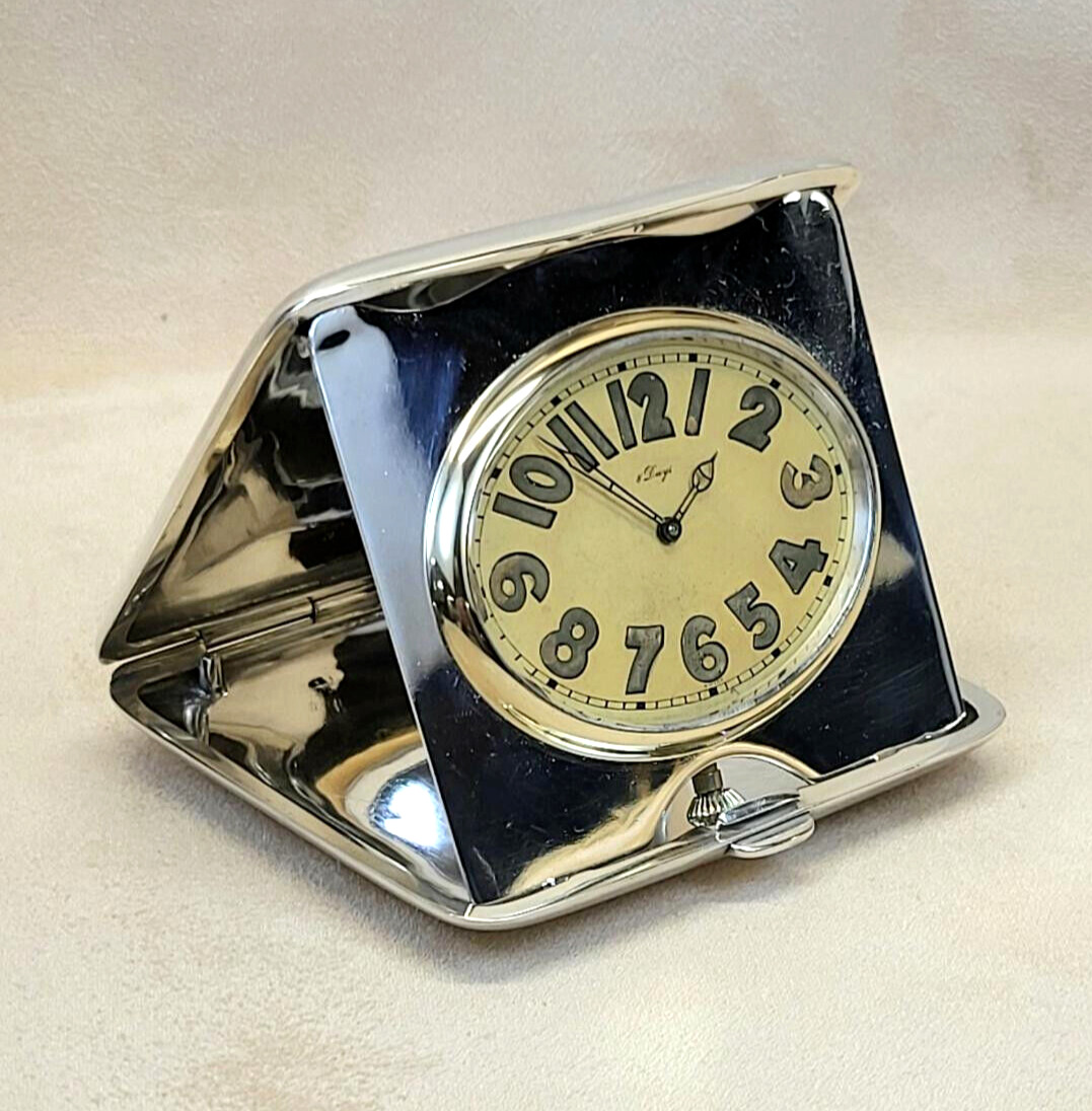 Stellar 1925 Theodore B. Starr, Inc NYC Sterling Silver Cased Swiss Travel Clock