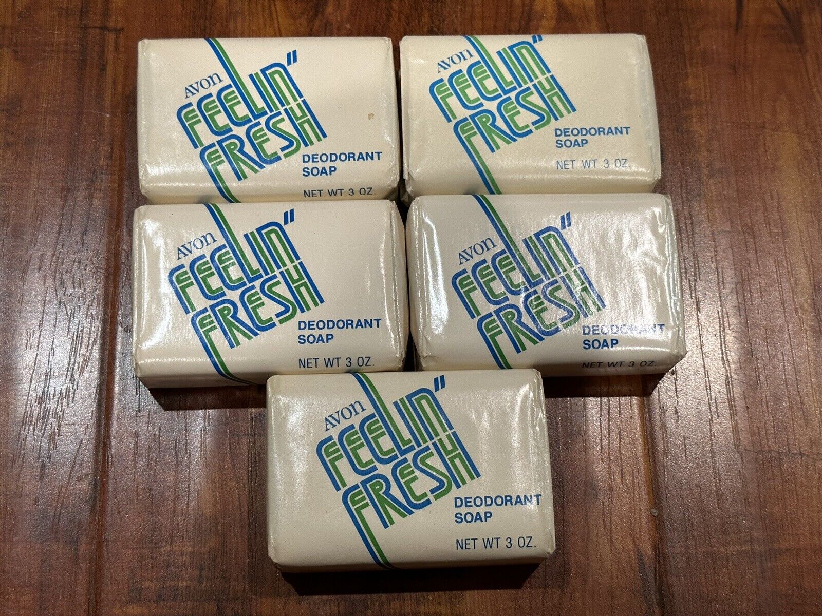 Lot of (5) Vintage 1983 Avon Feelin’ Fresh Deodorant Soap 3 Oz. Bars - New NOS