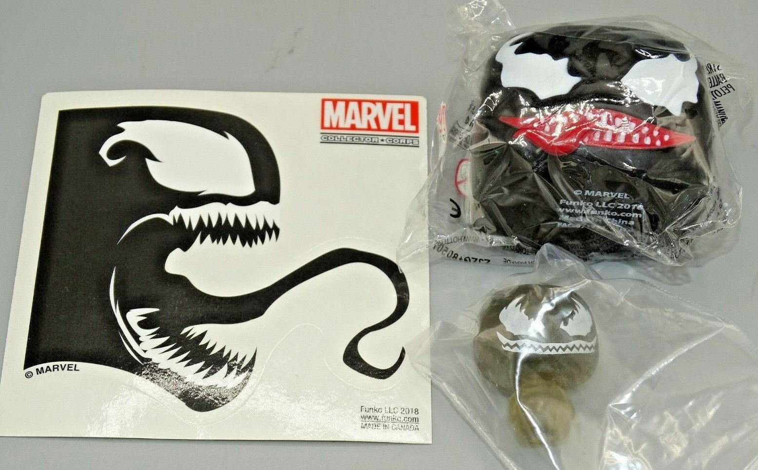 Marvel Collector Corps VENOM Pint Size Hero, Stress Ball, & Decal (Set) See Pix