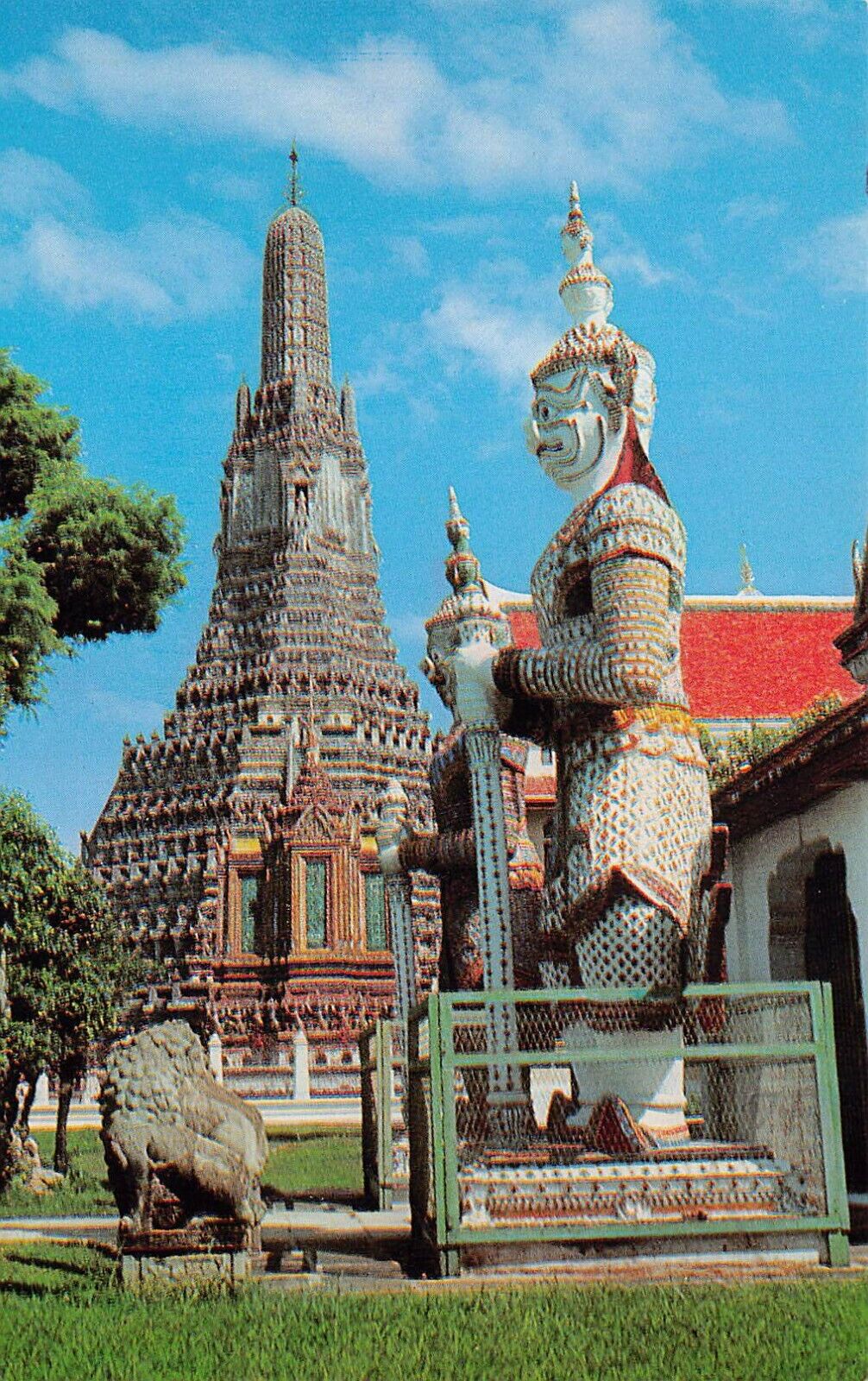 Bangkok Thailand Phra Prang Tower Buddhist Temple Statue Shrine Vtg Postcard Y4