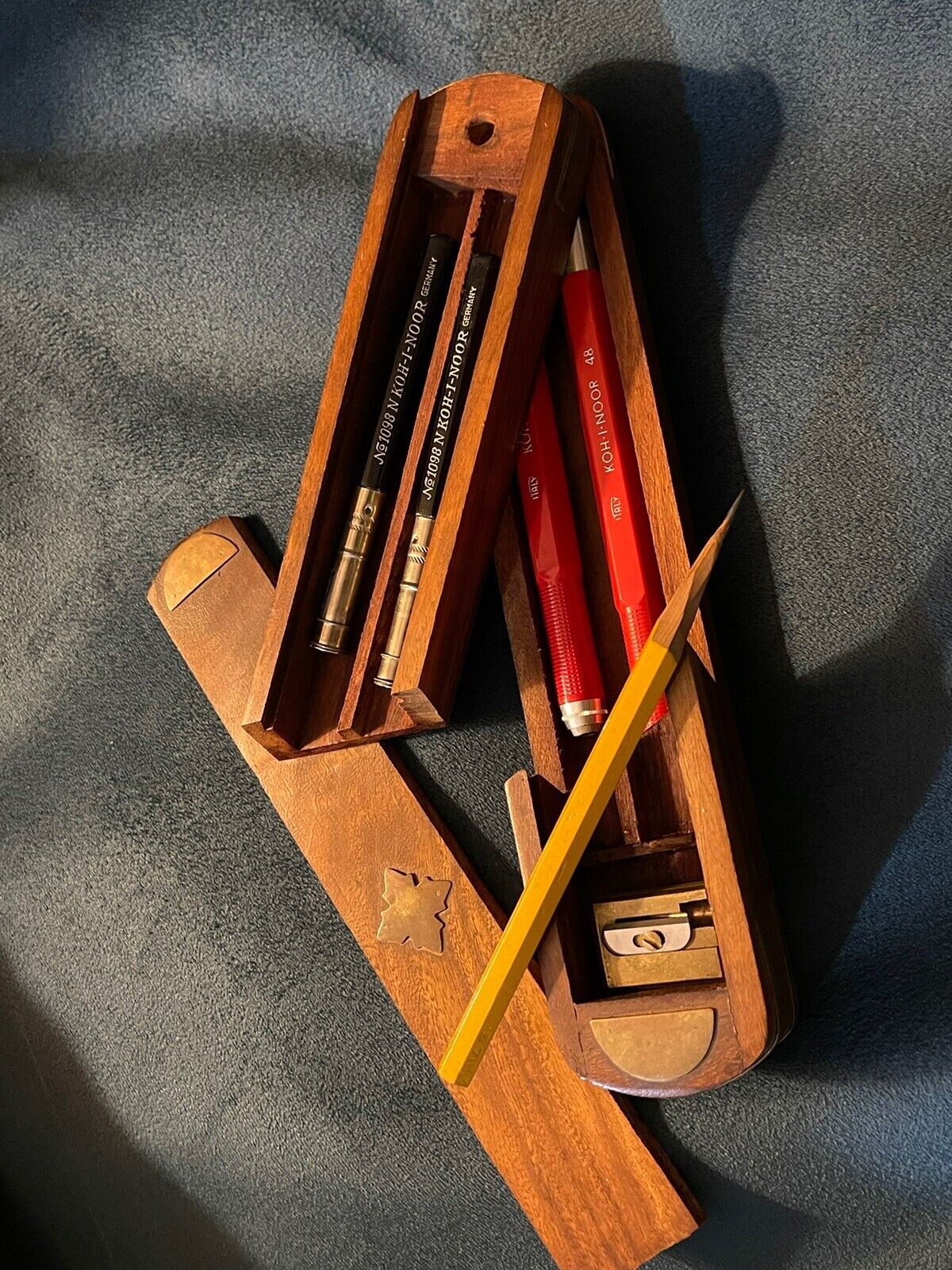 Koh-I-Noor Hardtmuth Vintage Pencil Extender Leadholder Brass Box & Sharpener