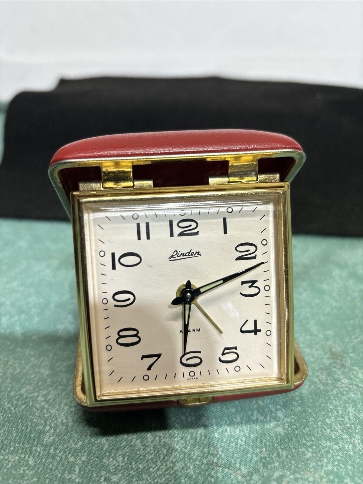 Vintage Travel Alarm Clock Linden Alarm Clock Hard Red Case Wind Up Japan