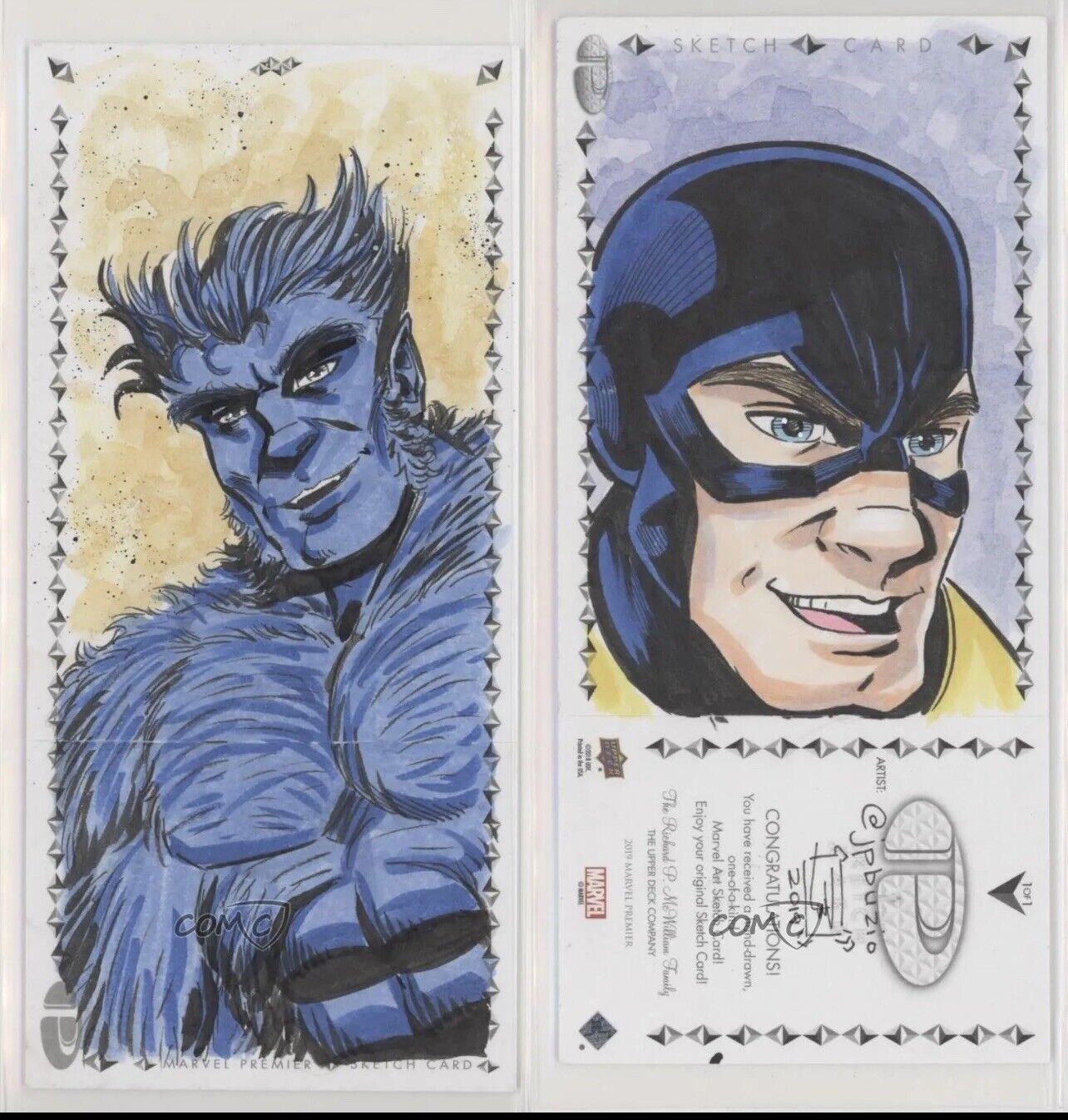 2019 Upper Deck Marvel Premier Sketch Cards Triple Panel 1/1 Jon-Peter Buzio 0s3