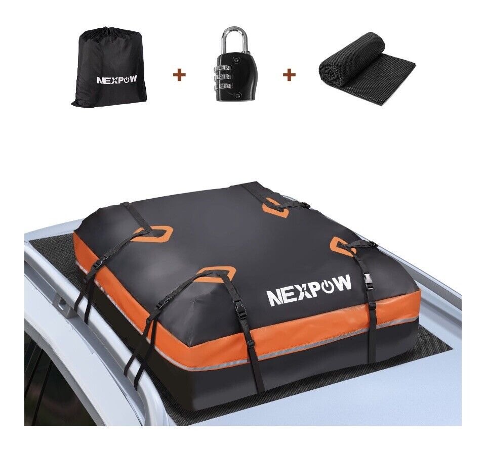 New NEXPOW Car Rooftop Cargo Carrier Bag, 15 C/F 100% Waterproof No Rack Needed