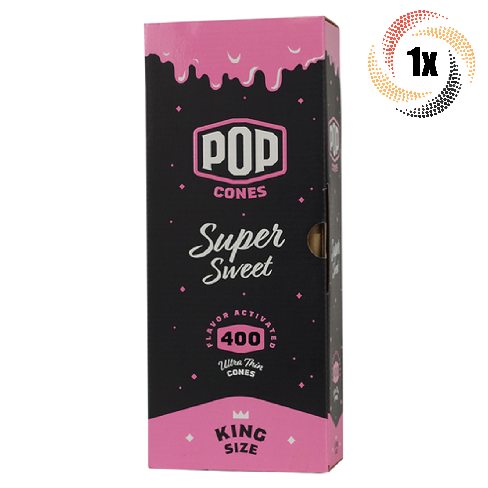 1x Box Pop Super Sweet Cones | 400 Cones Each | King Size | + 2 Free Tubes