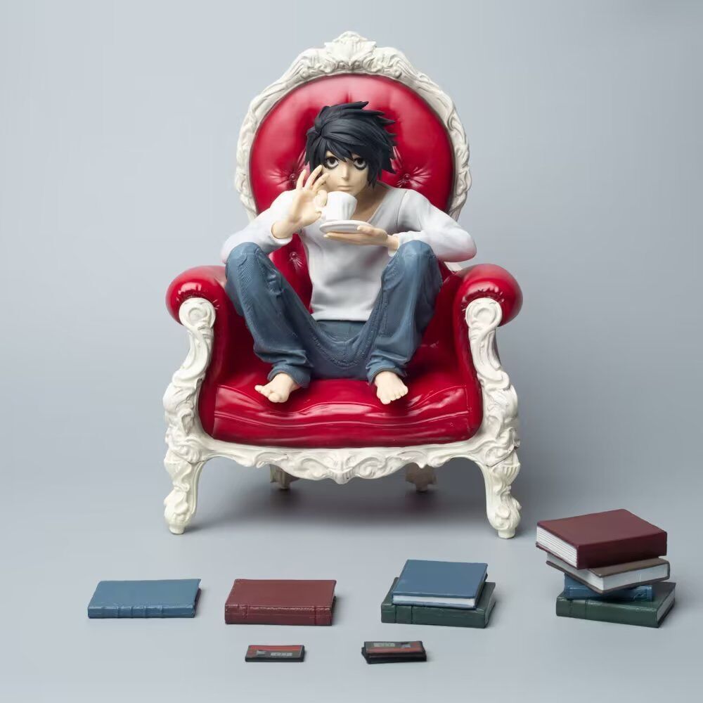 Anime Death Note L·lawliet Drink Coffee Statue Figure Pvc Collection Model Toy