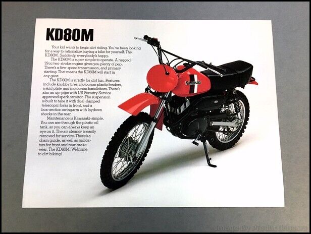 1981 Kawasaki KD80M Motorcycle Bike 1-page Vintage Sales Brochure Spec Sheet