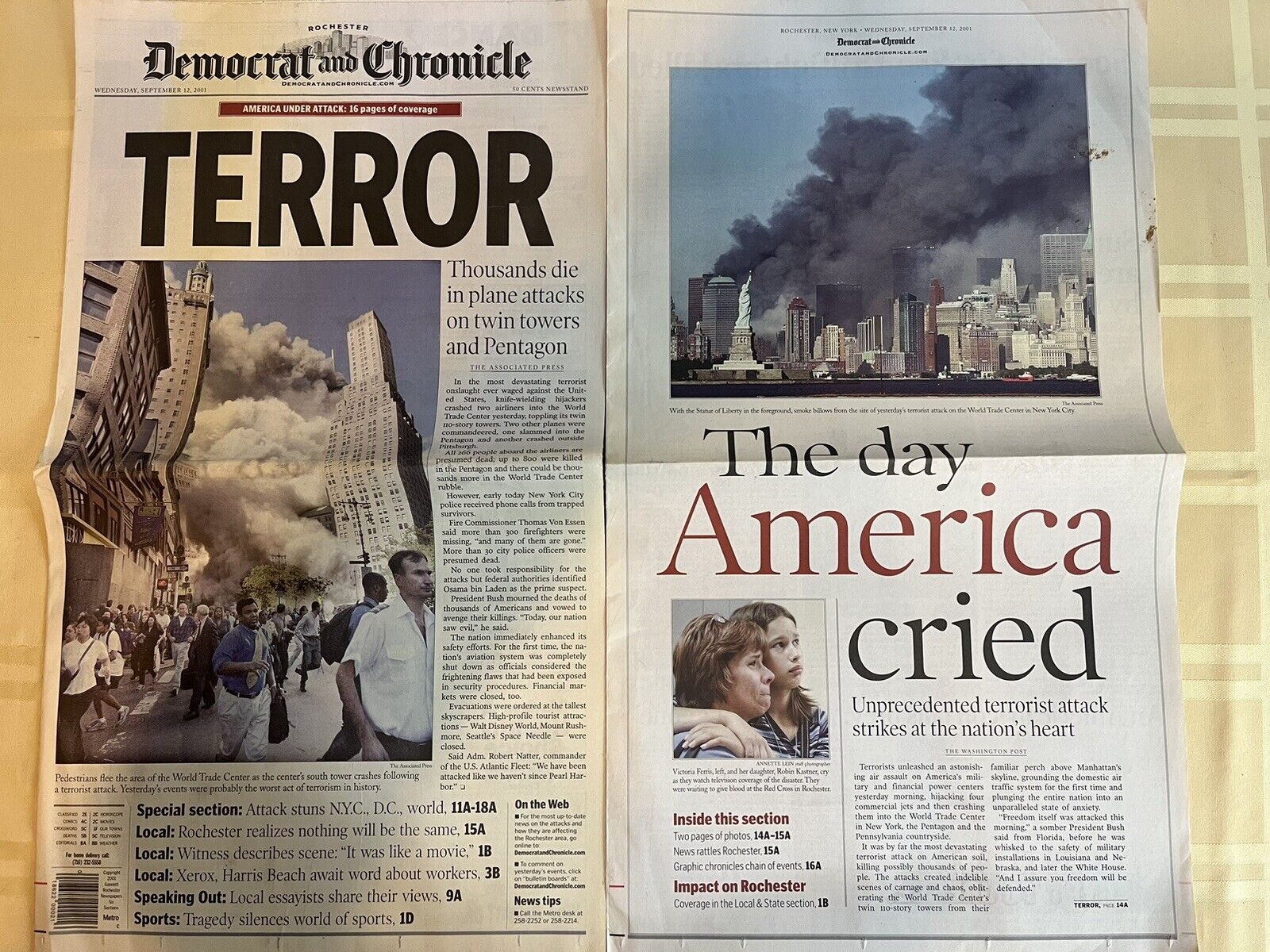 9/11 U. S. Attacked & Aftermath Newspaper Lot of 27 Complete Papers.
