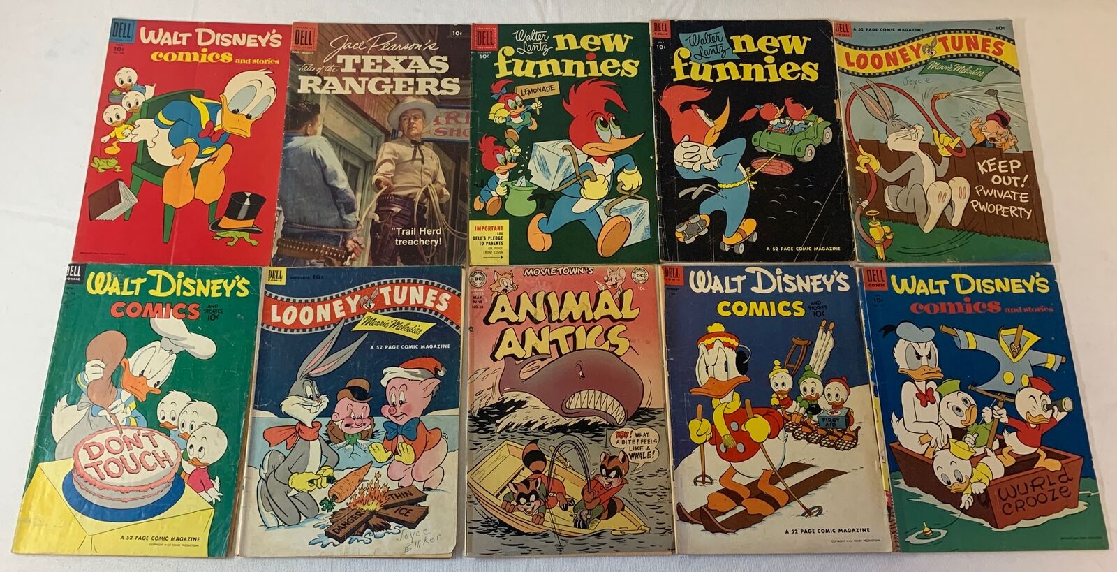 10 low grade 1952-1958~Animal Antics,Comics+Stories,Texas Rangers,New Funnies+