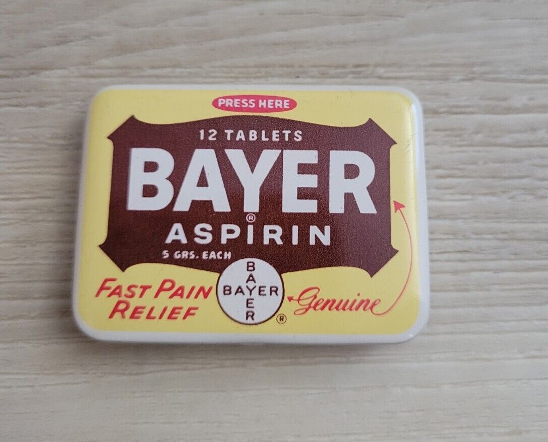 BAYER aspirin Advertising Tin vintage metal stash box