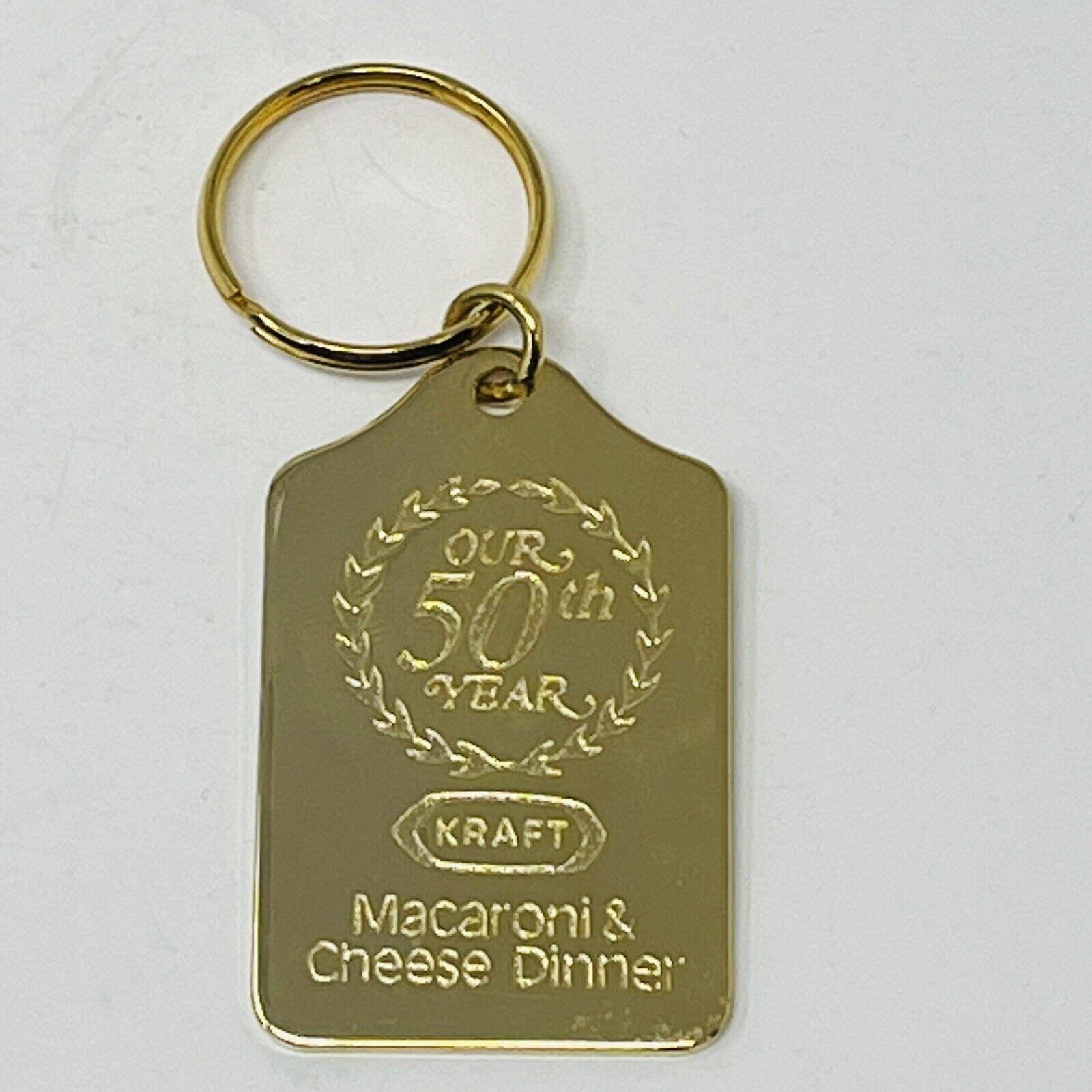 1987 Kraft Key Ring Macaroni & Cheese Dinner Brass Key Chain Our 50th Year