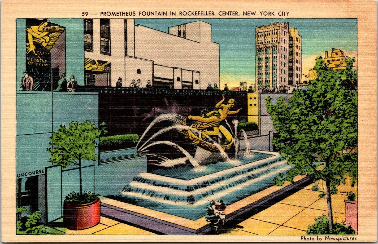 Prometheus Fountain Rockefeller Center New York City NY Unposted Postcard
