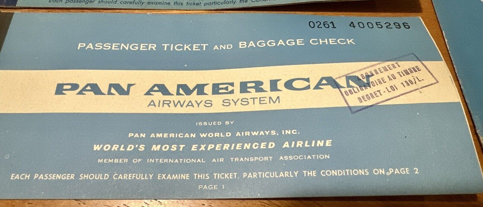 2 VINTAGE PAN AMERICAN WORLD AIRWAYS PASSENGER TICKET BAGGAGE Istambul 1962