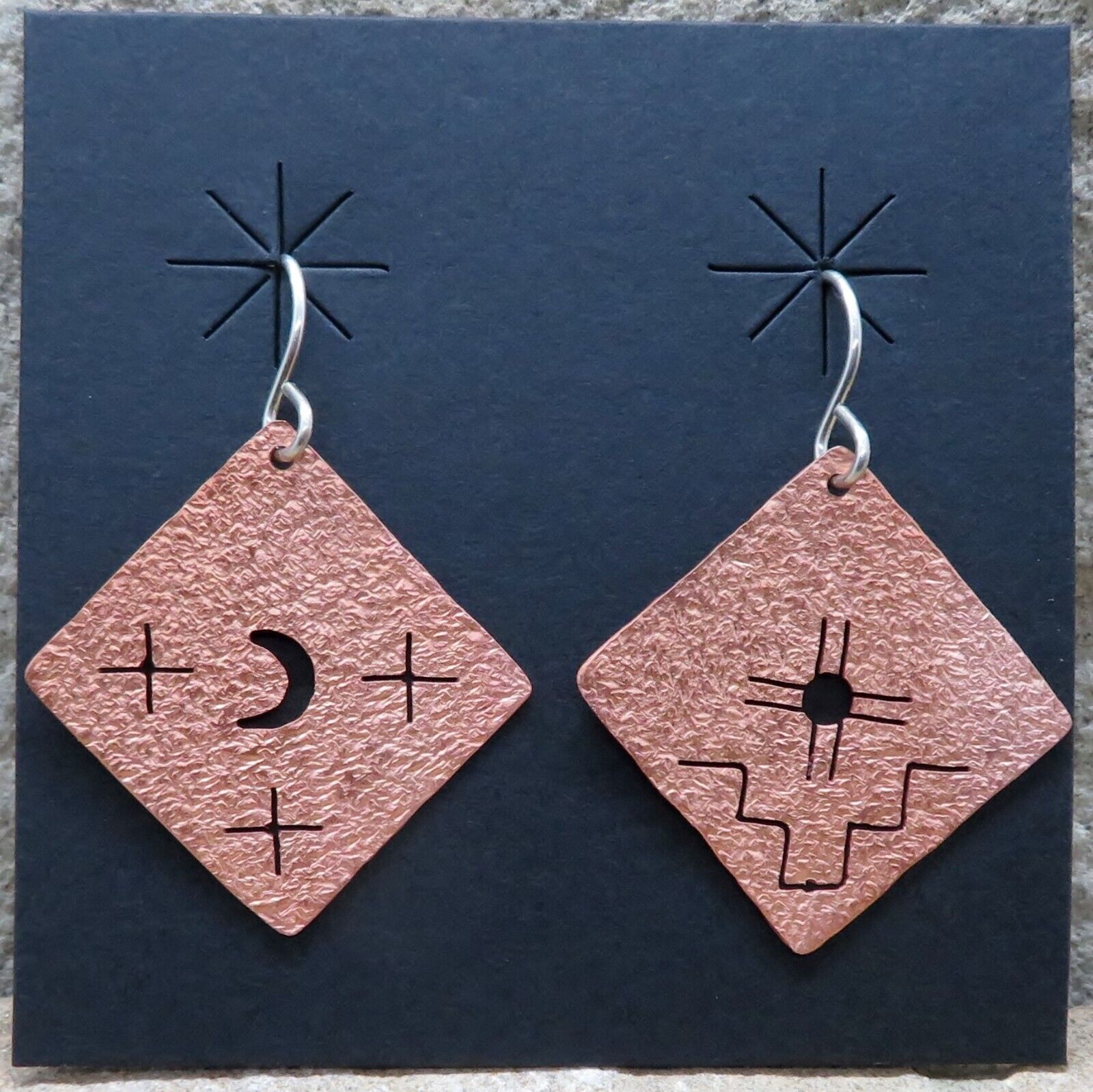 Santo Domingo-Copper Petroglyph Earrings-\