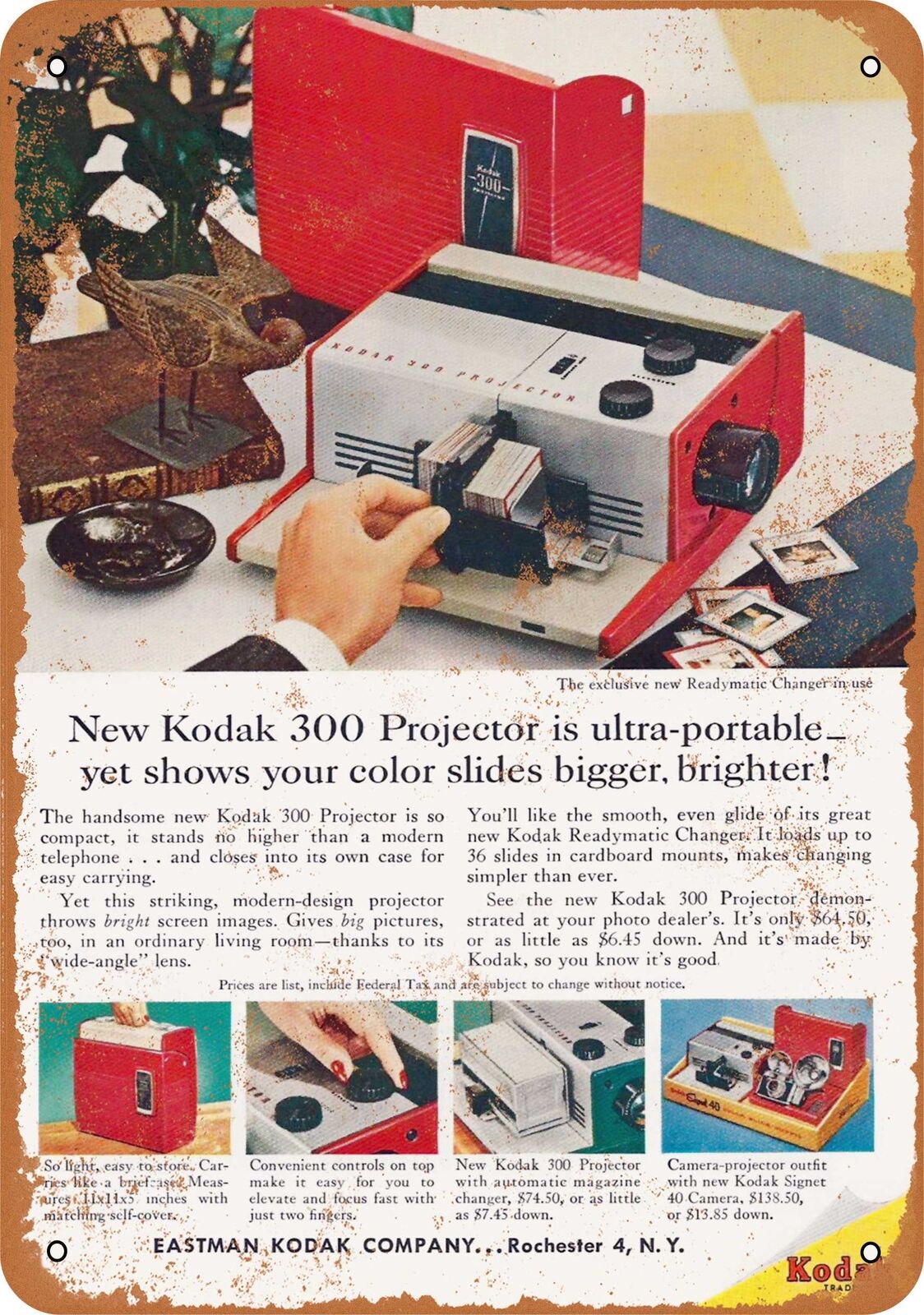 Metal Sign - 1957 Kodak Slide Projectors - Vintage Look Reproduction