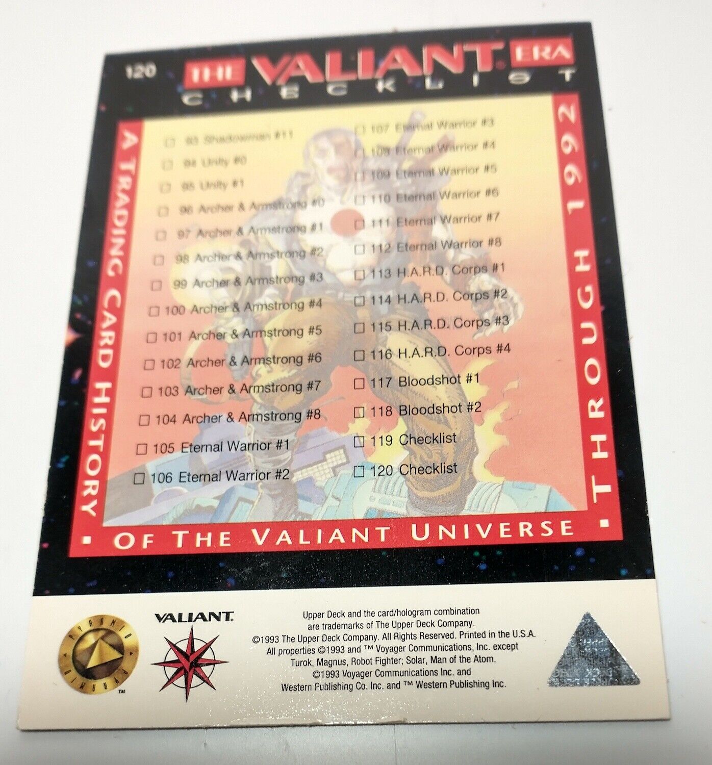 1993 Upper Deck VALIANT CHECKLIST #120 VF/NM