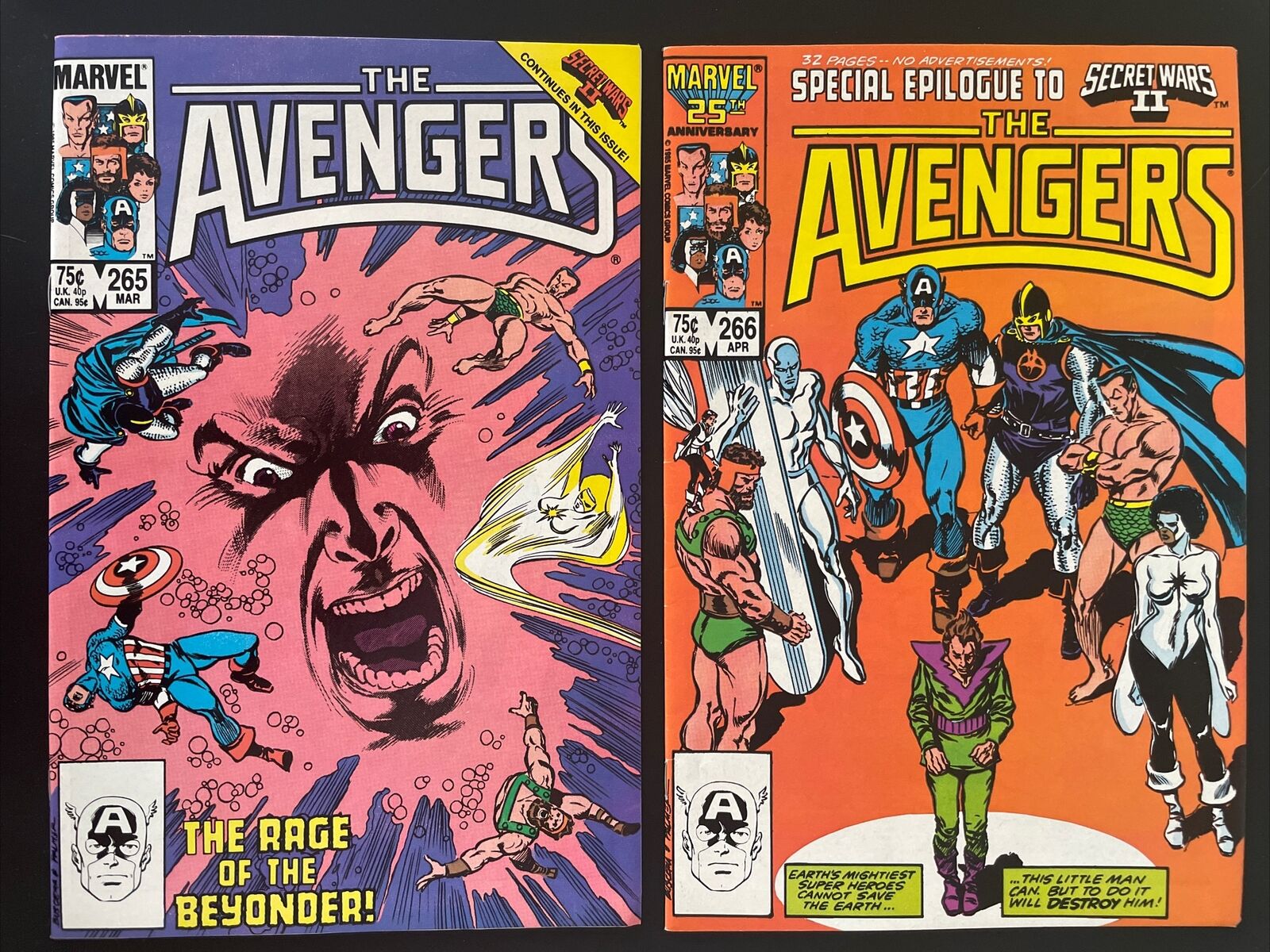 The Avengers #265 & #266 Secret Wars II Crossover (Marvel) Lot Of 2 Comics