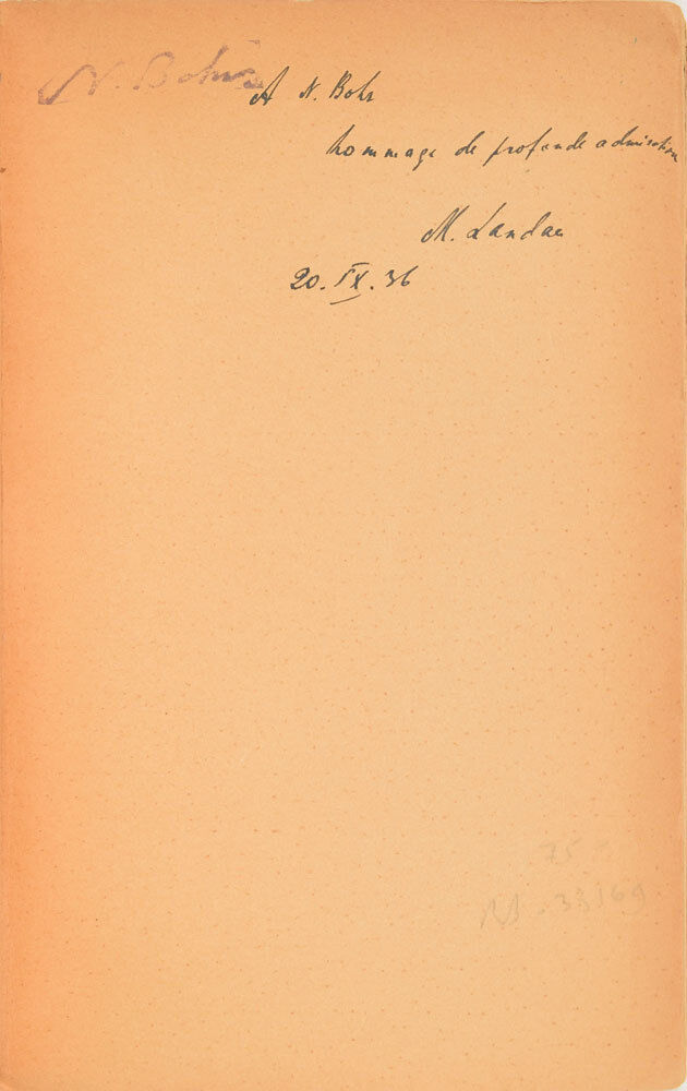 Volume from Niels Bohr's Library - w/ Ownership Signature & Author Inscription