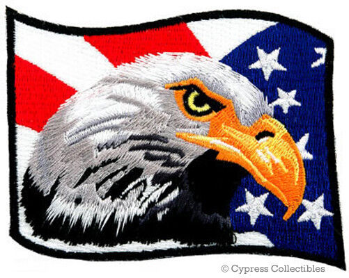 BALD EAGLE AMERICAN FLAG PATCH USA PATRIOTIC applique embroidered iron-on EMBLEM