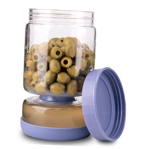 Pickle Jar with Strainer Flip for Pickle Juice Separator from Wet and Haze Blue