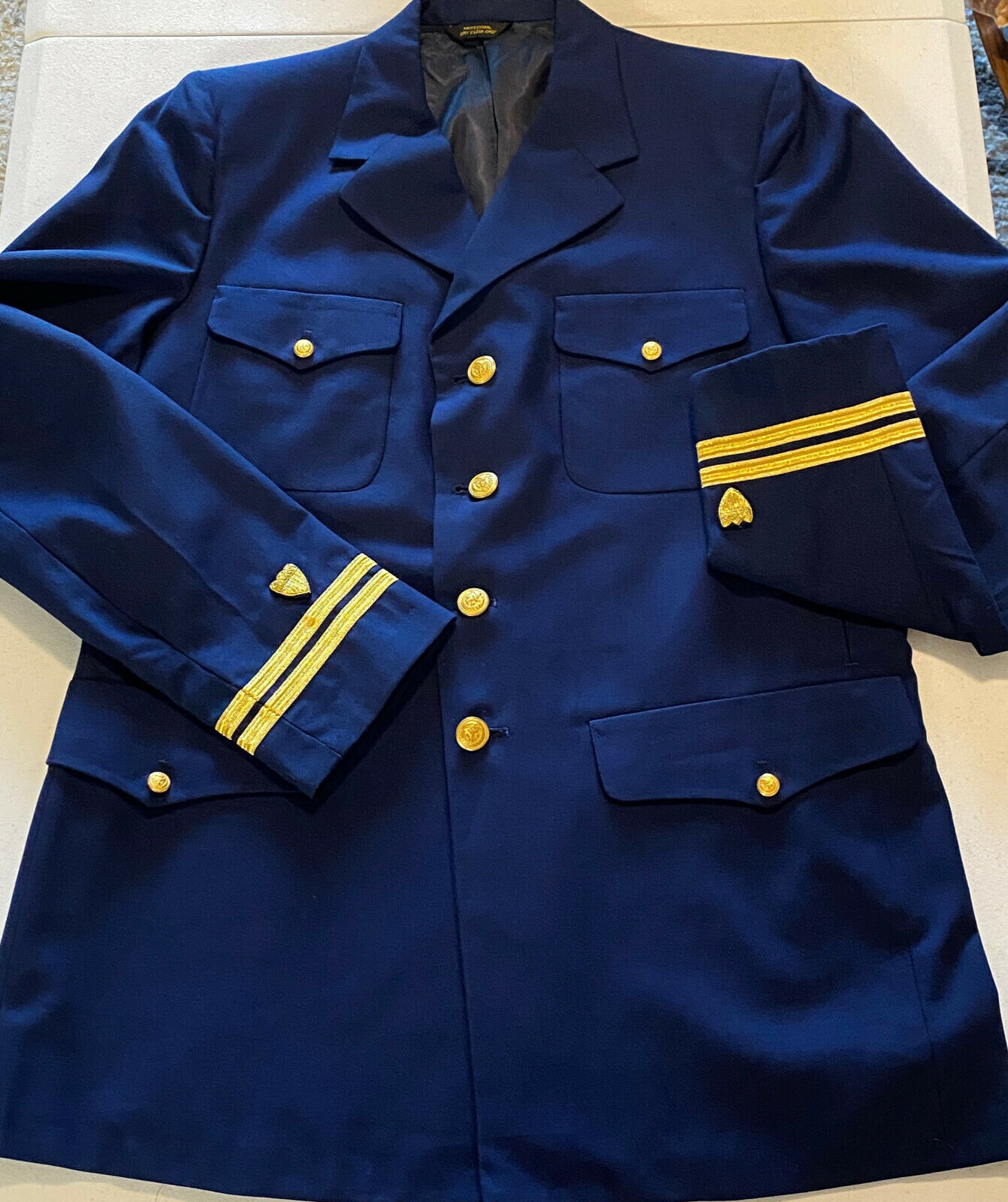 US Coast Guard Service Dress Blue Uniform Jacket Men's Size 45L Military Coat