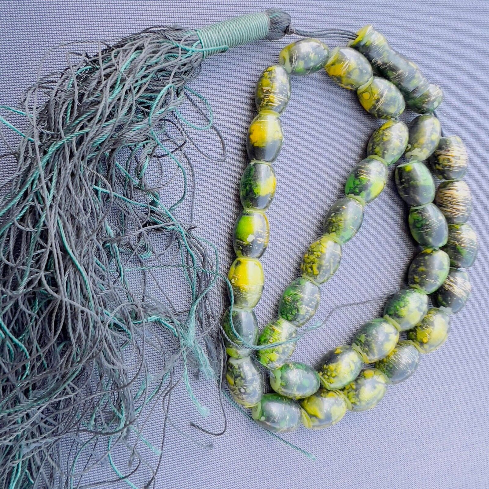 Beautiful Vintage Glass Rosary Painted  33 Beads Islamic Religion Prayer Misbaha