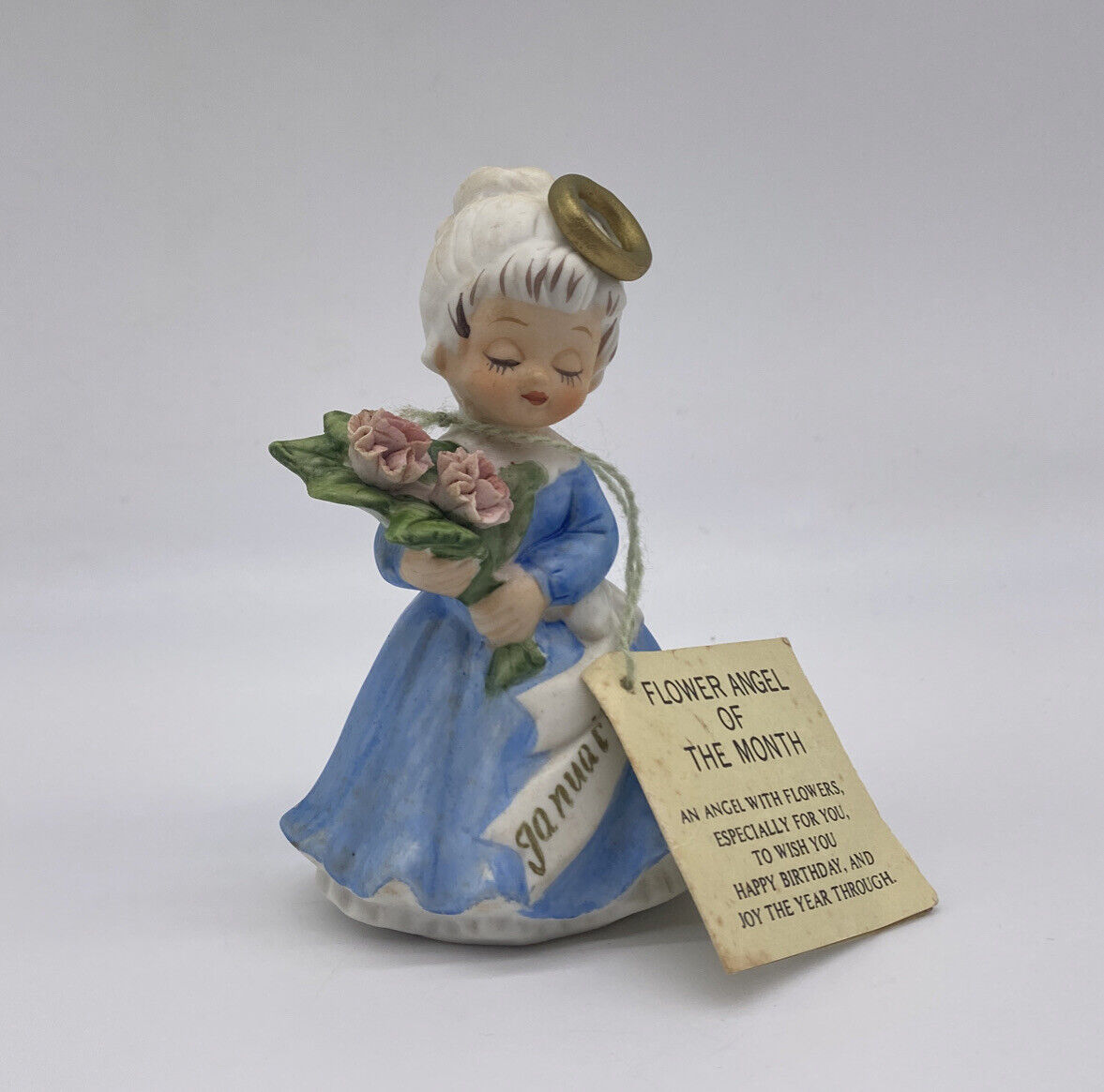Vintage Kelvins Flower Girl Angel Of The Month January Birthday Figurine