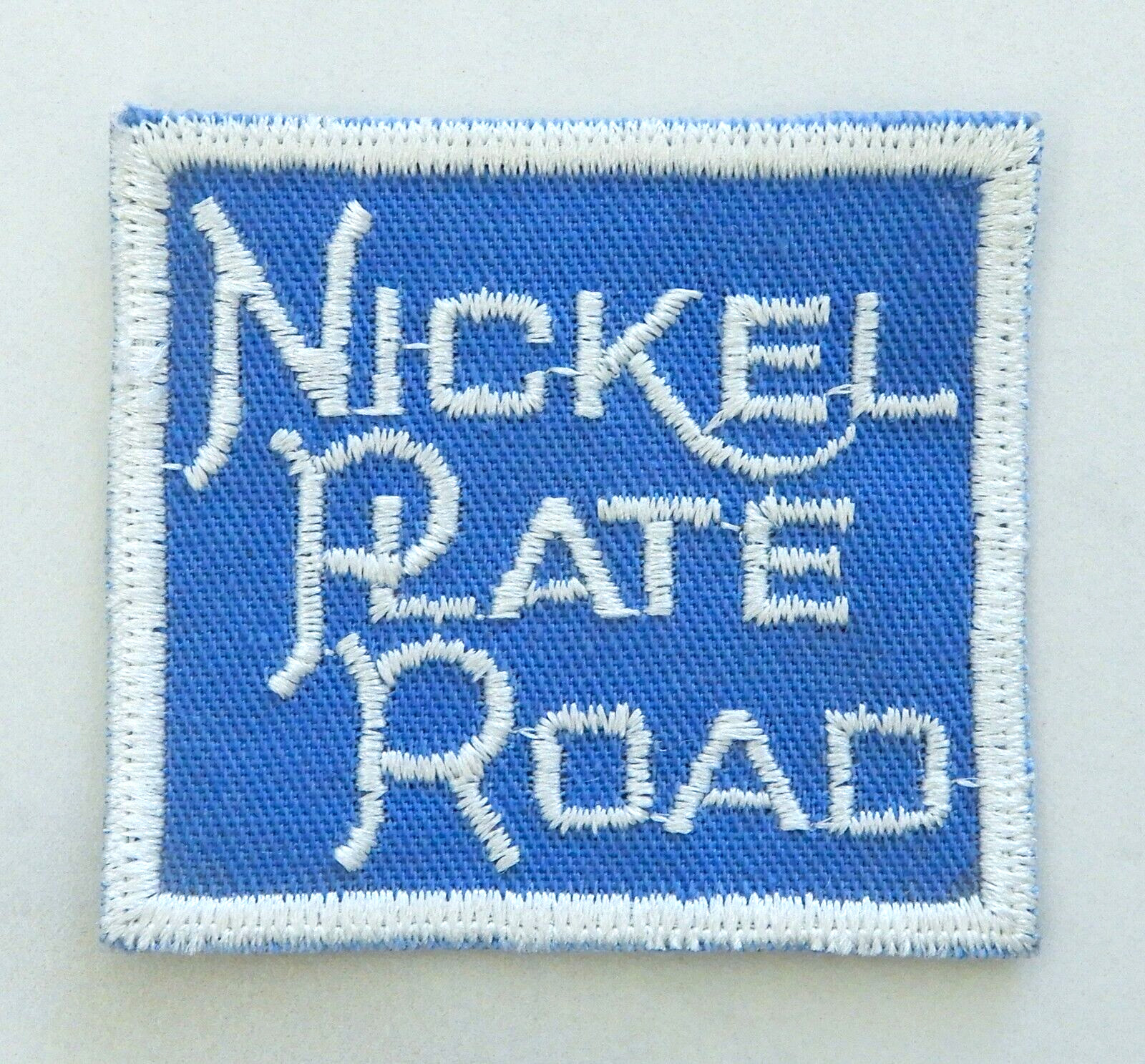 Nickel Plate Road Patch Vintage Railroad Embroidered Blue White Square Sew On