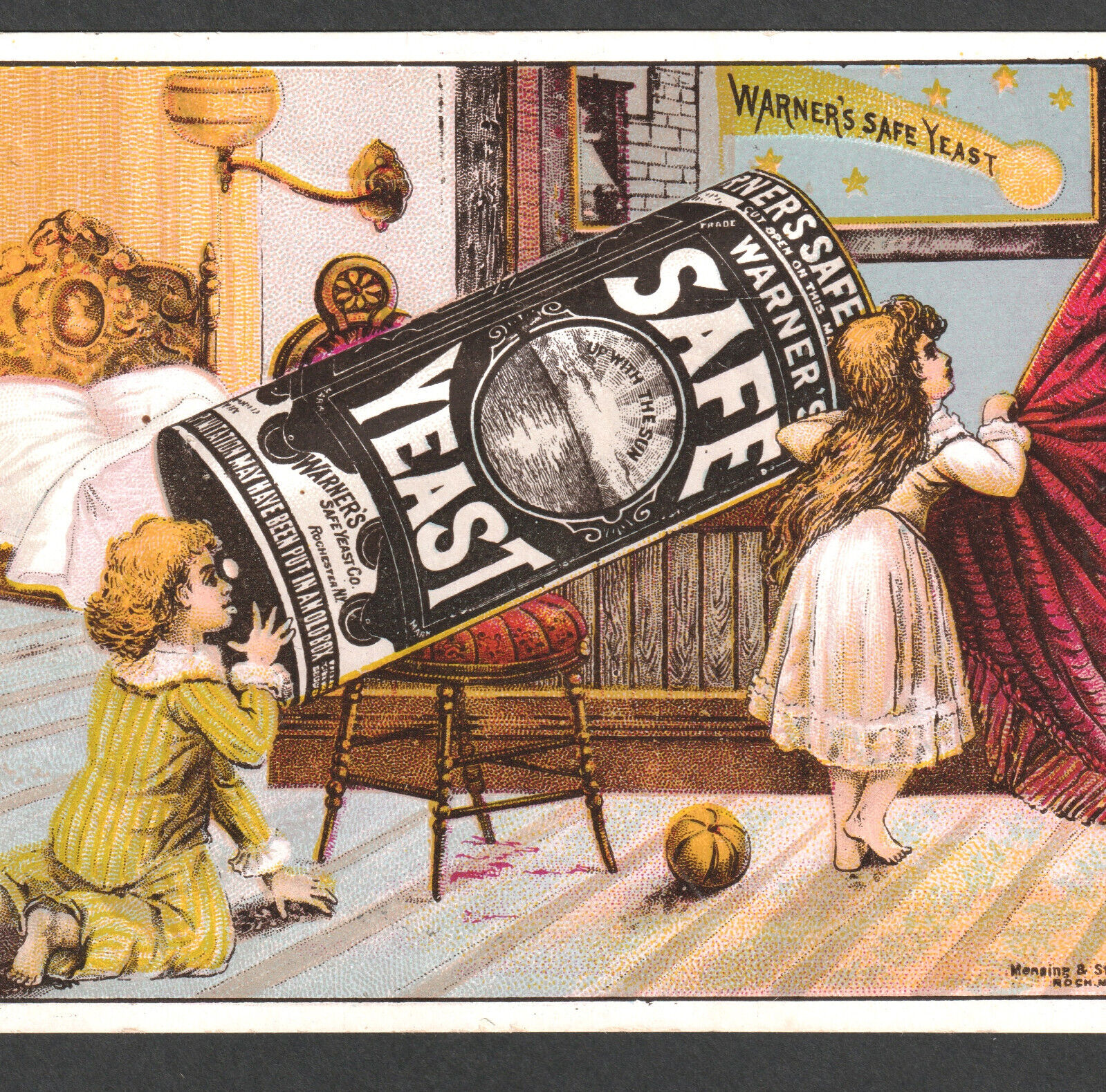 Warners Safe Yeast Rochester NY Fantasy Telescope Comet Fun Victorian Trade Card