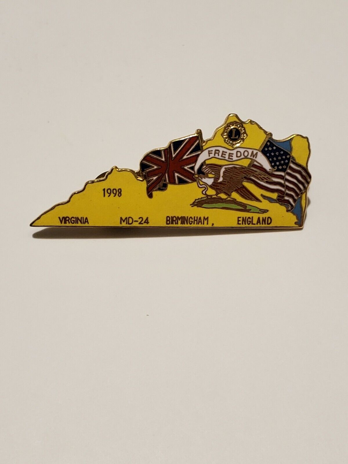 1998 Birmingham England MD24 Freedom Bald Eagle Virginia Lions Club Pin