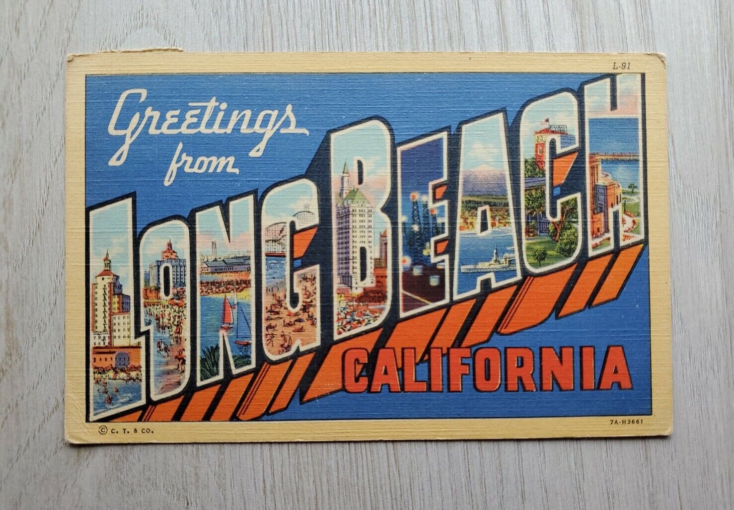 1945 Vintage Postcard: Greetings From Long Beach, CA