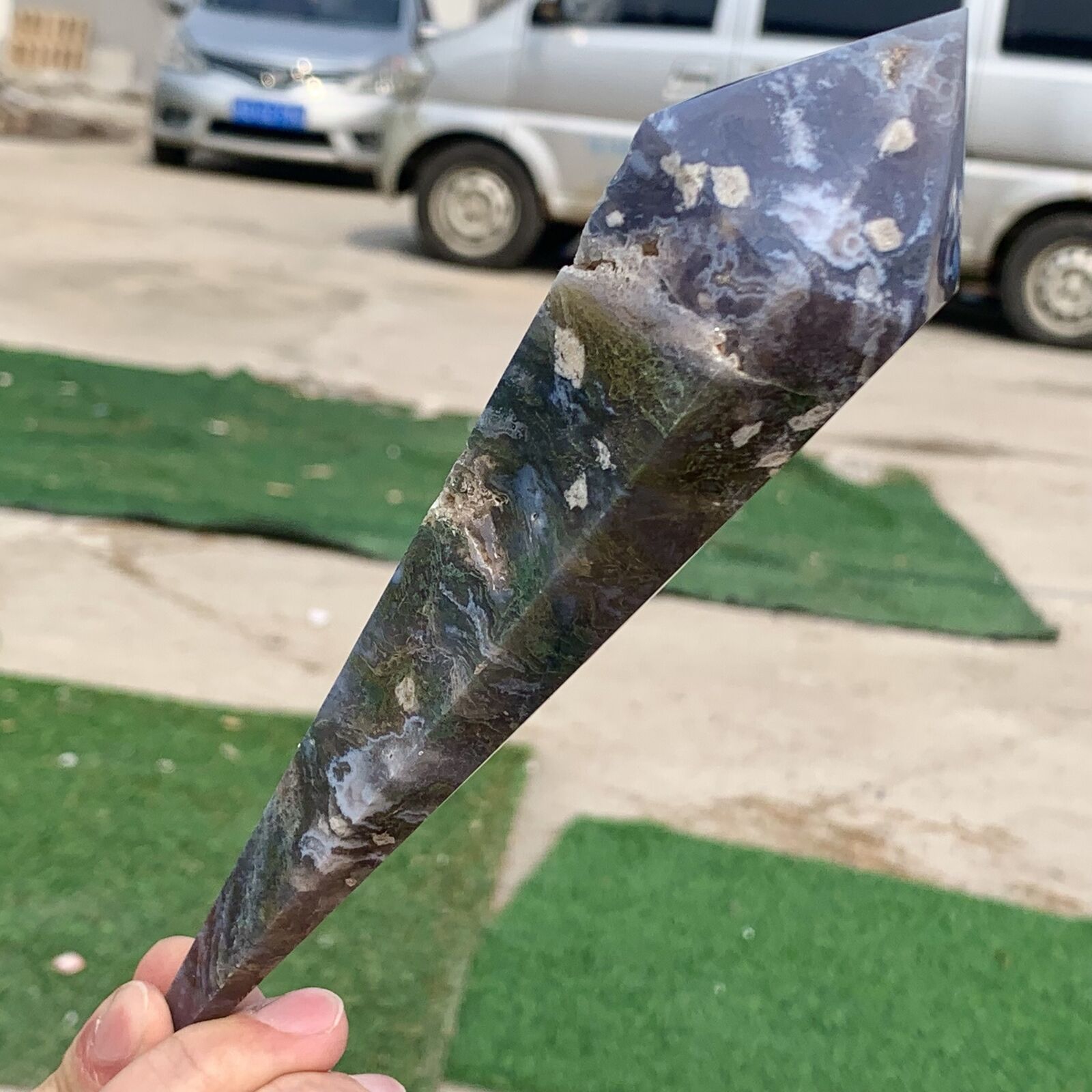274G Natural agate water grass quartz crystal single end rod targeted therapy