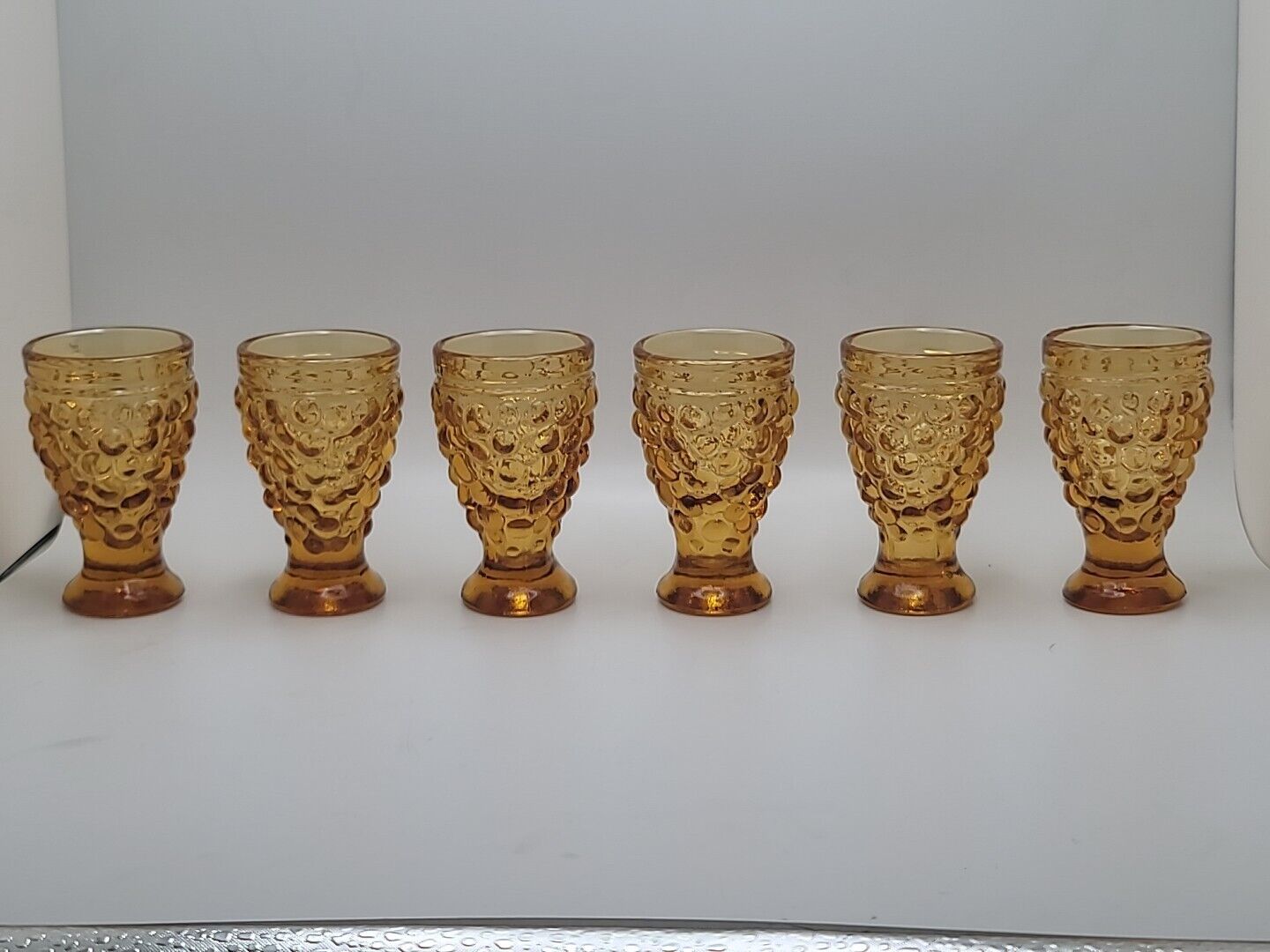 Vintage Amber Glass Bubble Cordial Shot Glass [SET OF 6]