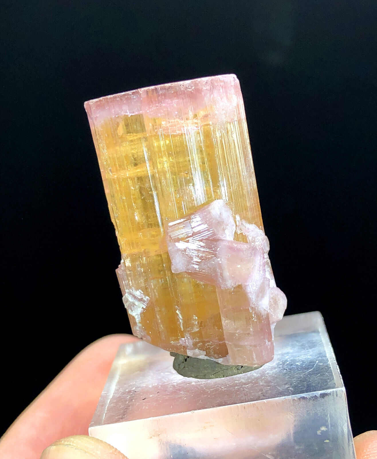Natural Pink Cap Orange Tourmaline Crystal from Paproke Afghanistan - 21 gram