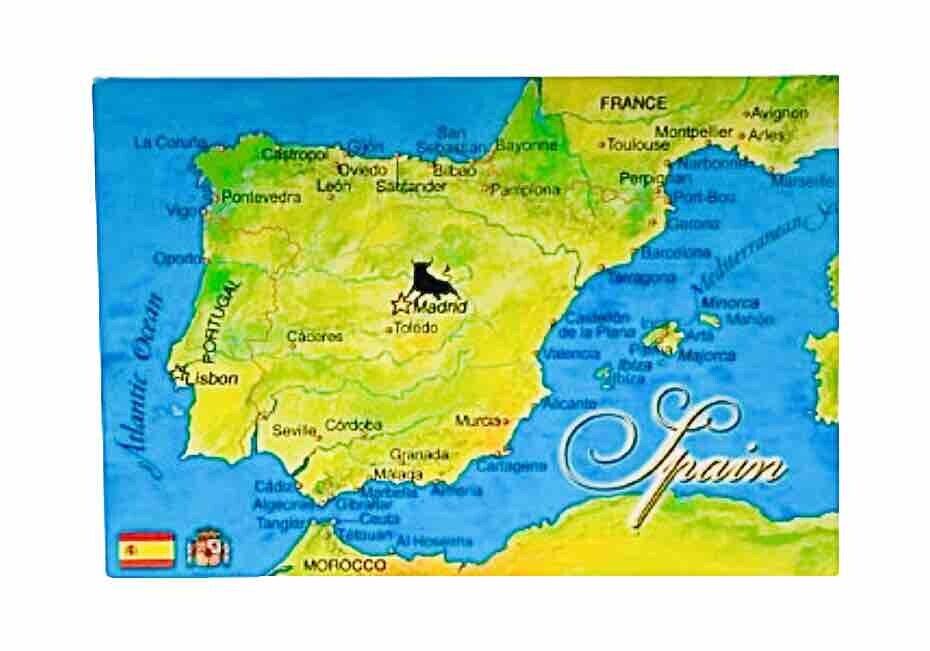 Spain Map Postcard Unposted Divided Back