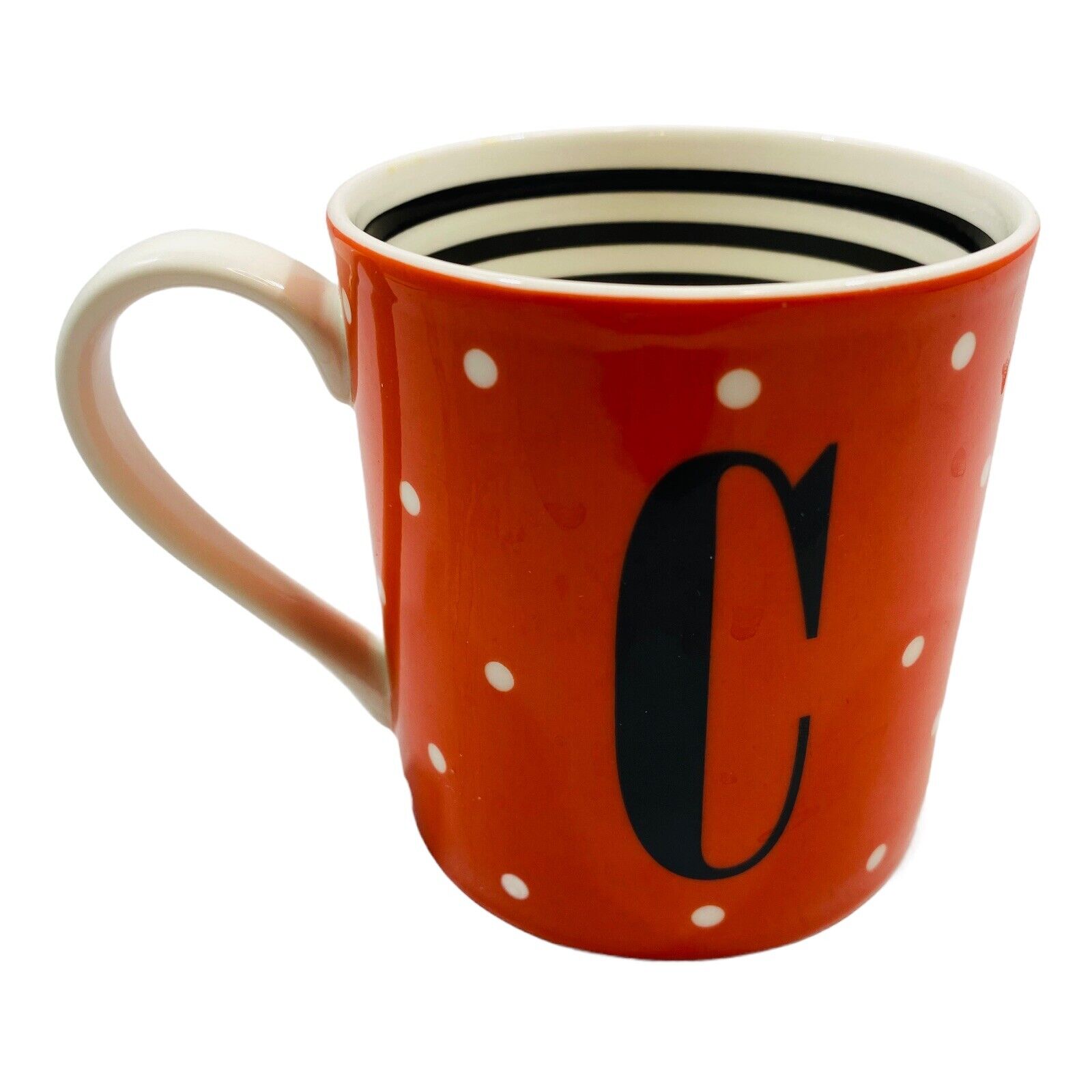 Lenox KATE SPADE Monogram Mug “C” To The Letter Orange Black Coffee Cup