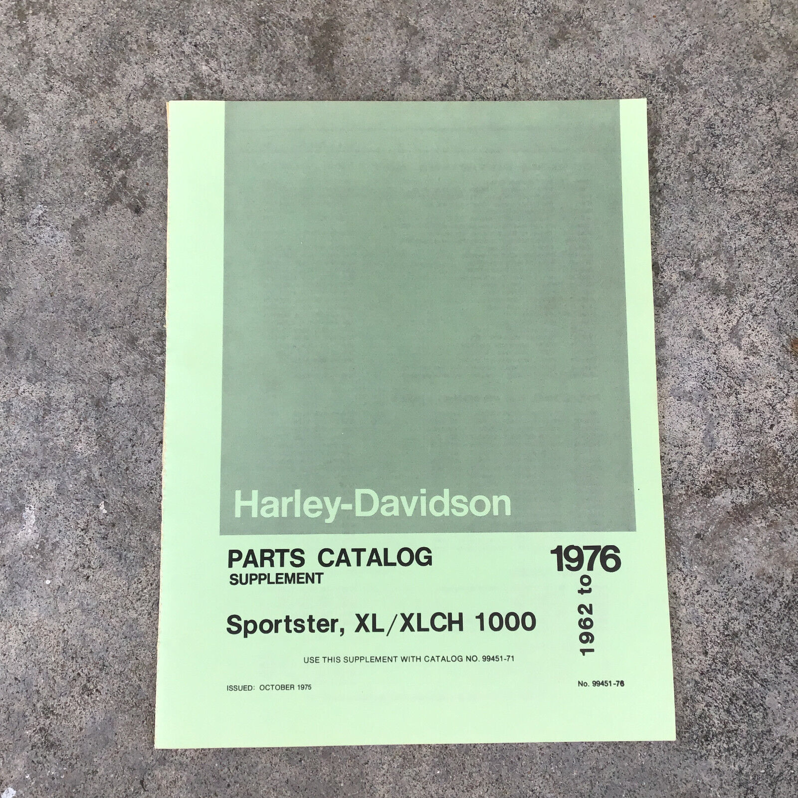 1962 To 1976 Harley-Davidson Sportster XL Parts Catalog Supplement 99451-71