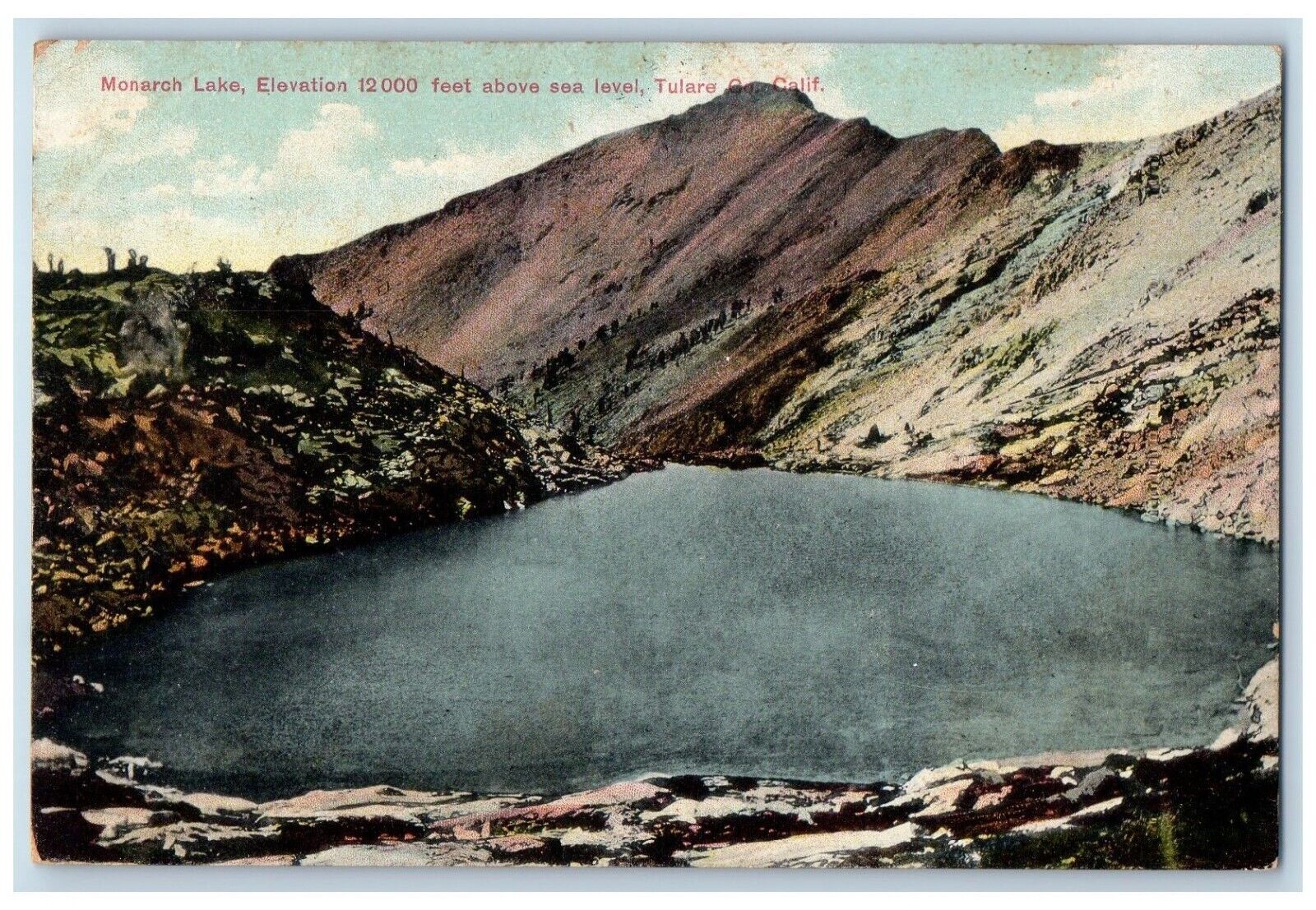 1908 Monarch Lake Above Sea Level Mountain Tulare Co California Vintage Postcard