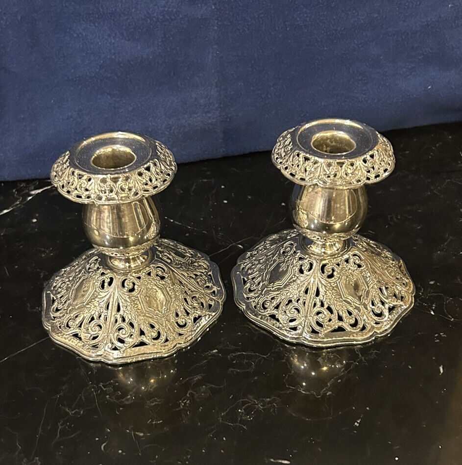 Pair of Vintage Forbes Silver Plated Candlestick Holders c. 1930s Mint Condition
