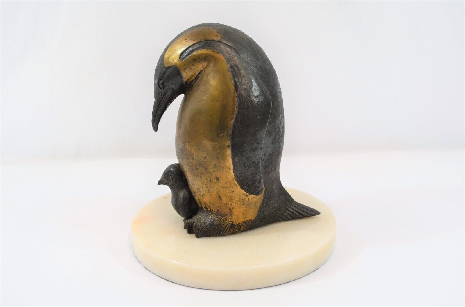 Bronze Penguin & Chick Sculpture Hunt Studios 1983 Limited /350 Antarctic Spring