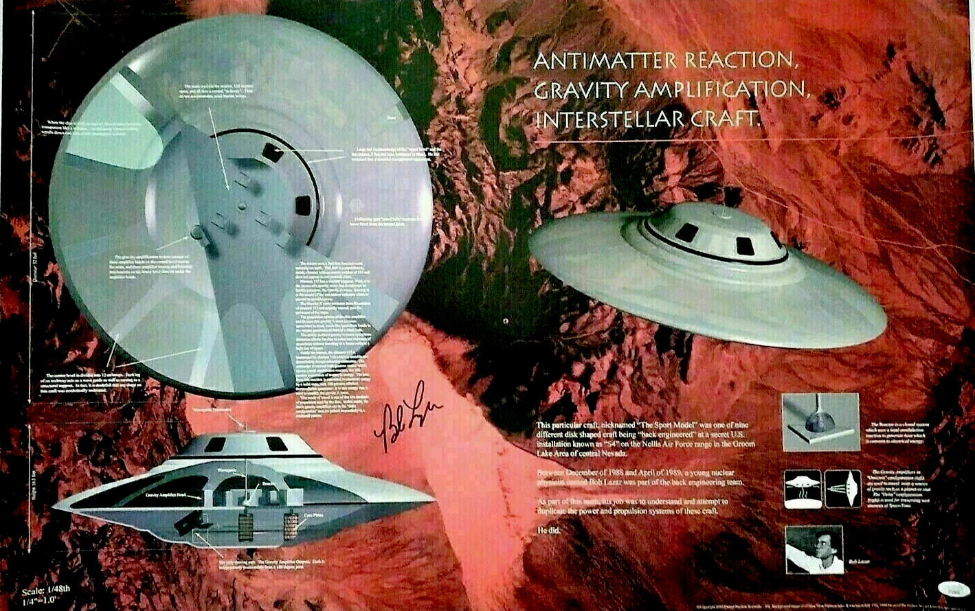 Bob Lazar Signed Area 51 / UFO Poster - JSA COA 24\